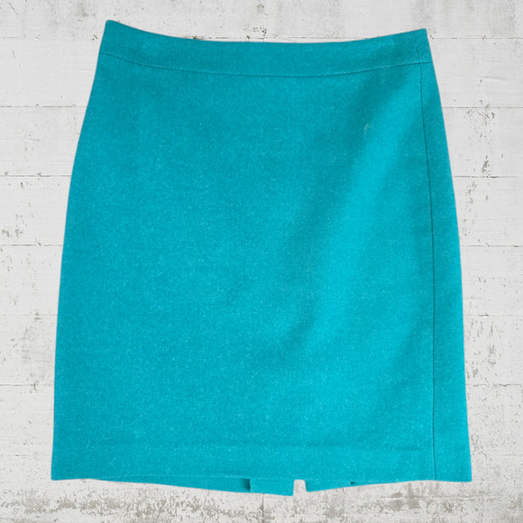 J Crew Kelly Green Wool Blend Womens Knee Length High Rise Pencil Skirt Size 2 - Picture 1 of 12